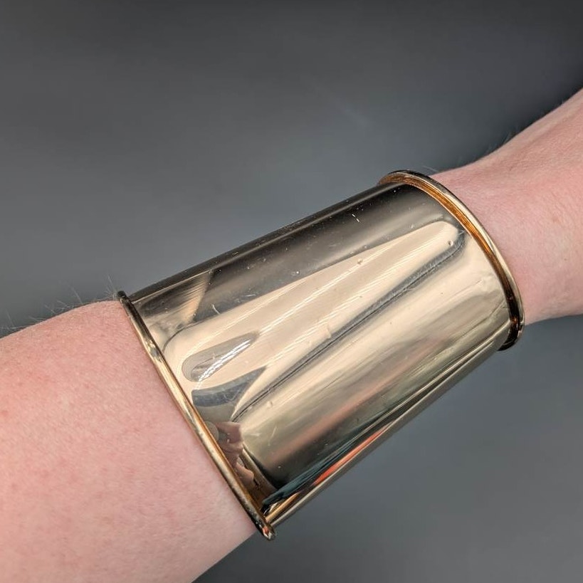 Justfab Gold Toned Cuff Bracelet Polished Statement Jewelry Chunky Adjustable